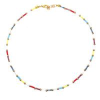 Toptan Altın Renk Asorti Boru Boncuk Kolye - 1159