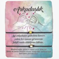 Alternative view of Toptan Altın Renk Siyah  İp Taç Arkadaş  Bilekliği - 1141