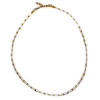 Toptan Altın Renk Beyaz  Boru Boncuk Kolye - 1156