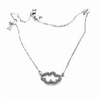 Toptan Gümüş Renk Zirkon Bulut Kolye - 1135