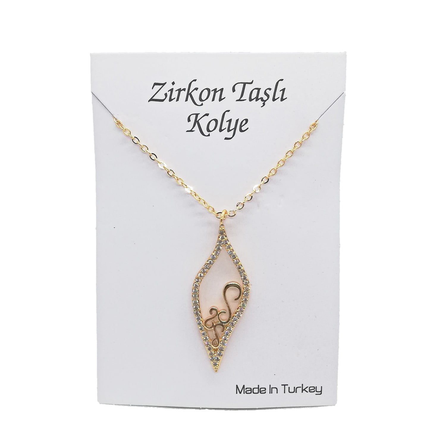 Toptan Altın Renk Zirkon Taşlı Göz Yaşı Kolye - 1122 3 Toptan Altın Renk Zirkon Taşlı Göz Yaşı Kolye - 1122