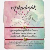 Toptan Altın Renk Kırmızı İp Yıldız Arkadaş  Bilekliği - 1138