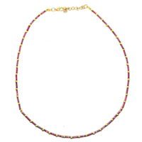 Toptan Altın Renk Amatist Boru Boncuk Kolye - 1154