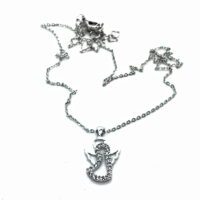 Toptan Gümüş Renk Zirkon Melek Kolye - 1132