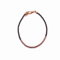 Toptan Altın Renk Lila  Boncuk Halhal  - 1197