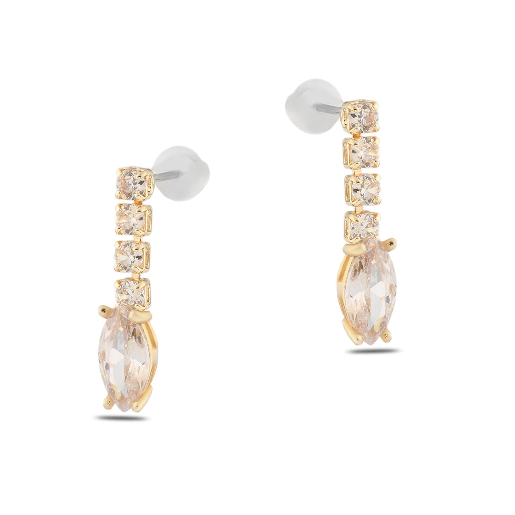 Toptan Altın Renk Şerit Sallantılı Çivili Zirkon Küpe - 1329 3 Toptan Altın Renk Şerit Sallantılı Çivili Zirkon Küpe - 1329