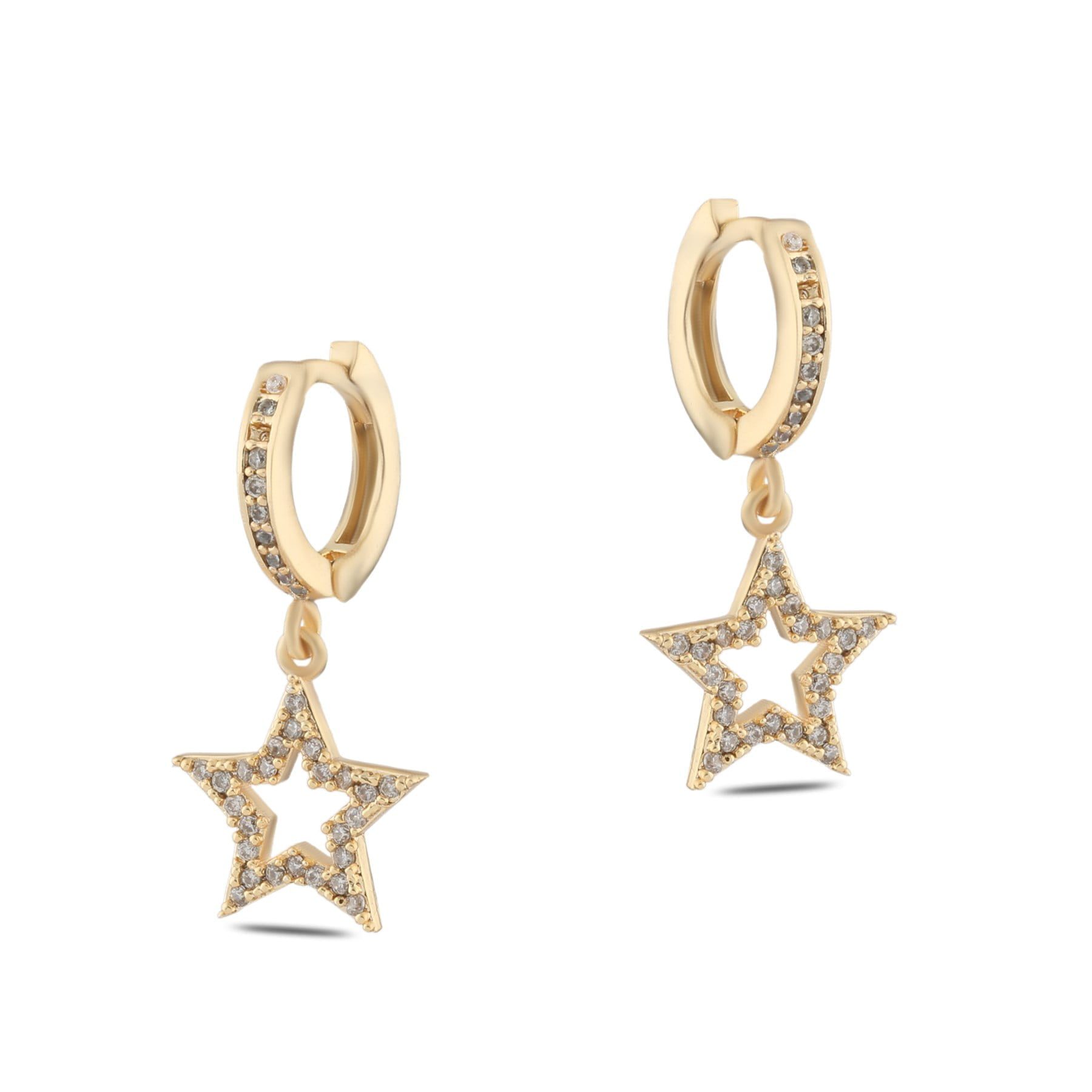 Toptan Altın Renk Mengeç Sallantılı Zirkon Küpe - 1355 3 Toptan Altın Renk Mengeç Sallantılı Zirkon Küpe - 1355