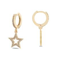 Alternative view of Toptan Altın Renk Mengeç Sallantılı Zirkon Küpe - 1355