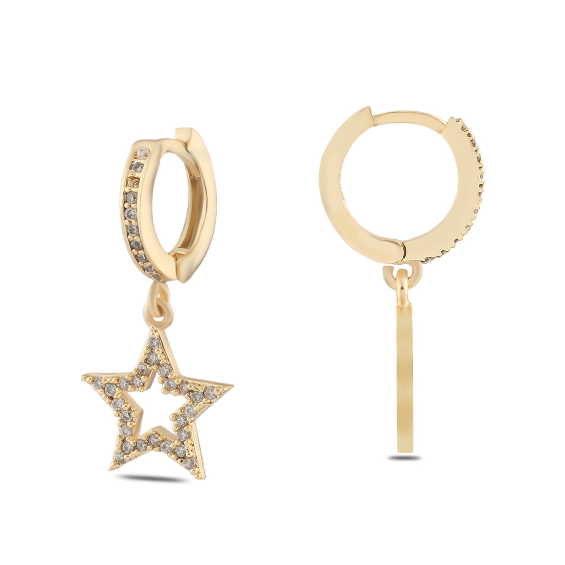 Toptan Altın Renk Mengeç Sallantılı Zirkon Küpe - 1355 4 Toptan Altın Renk Mengeç Sallantılı Zirkon Küpe - 1355 - Görsel 2