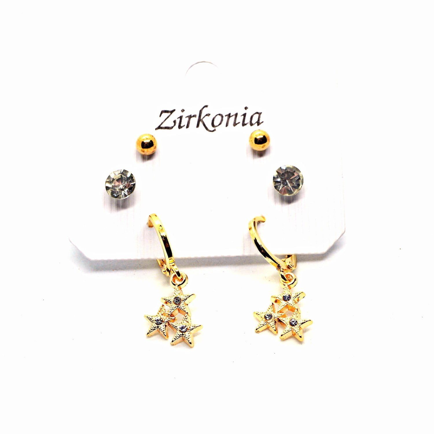 Toptan Altın Renk Üç Yıldız Zirkon Küpe - 1080 4 Toptan Altın Renk Üç Yıldız Zirkon Küpe - 1080 - Görsel 2