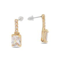 Alternative view of Toptan Altın Renk Şerit Sallantılı Çivili Zirkon Küpe - 1325