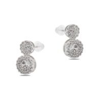 Toptan Gümüş Renk Zirkon Küpe - 1384