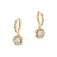 Toptan Altın Renk Mengeç Sallantılı Zirkon Küpe - 1337