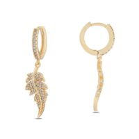 Alternative view of Toptan Altın Renk Mengeç Sallantılı Zirkon Küpe - 1357