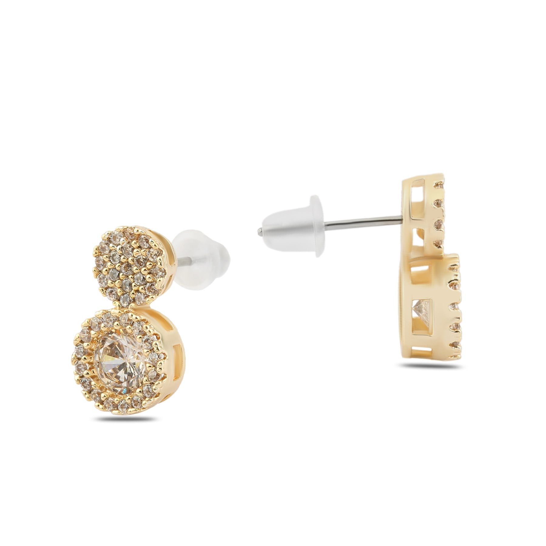 Toptan Altın Renk Zirkon Küpe - 1383 4 Toptan Altın Renk Zirkon Küpe - 1383 - Görsel 2