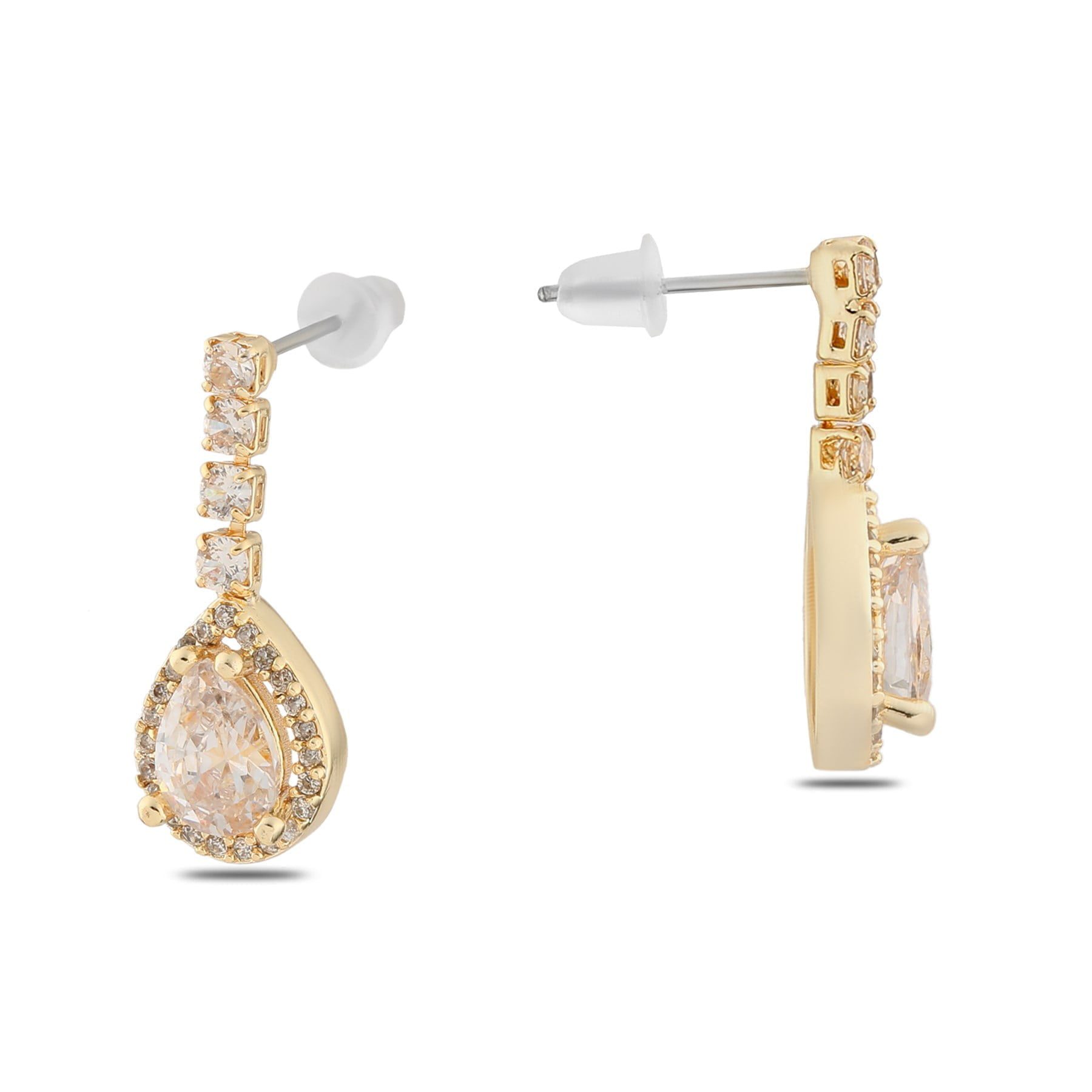 Toptan Altın Renk Şerit Sallantılı Çivili Zirkon Küpe - 1319 4 Toptan Altın Renk Şerit Sallantılı Çivili Zirkon Küpe - 1319 - Görsel 2