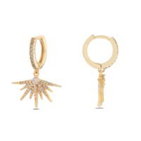 Alternative view of Toptan Altın Renk Mengeç Sallantılı Zirkon Küpe - 1351