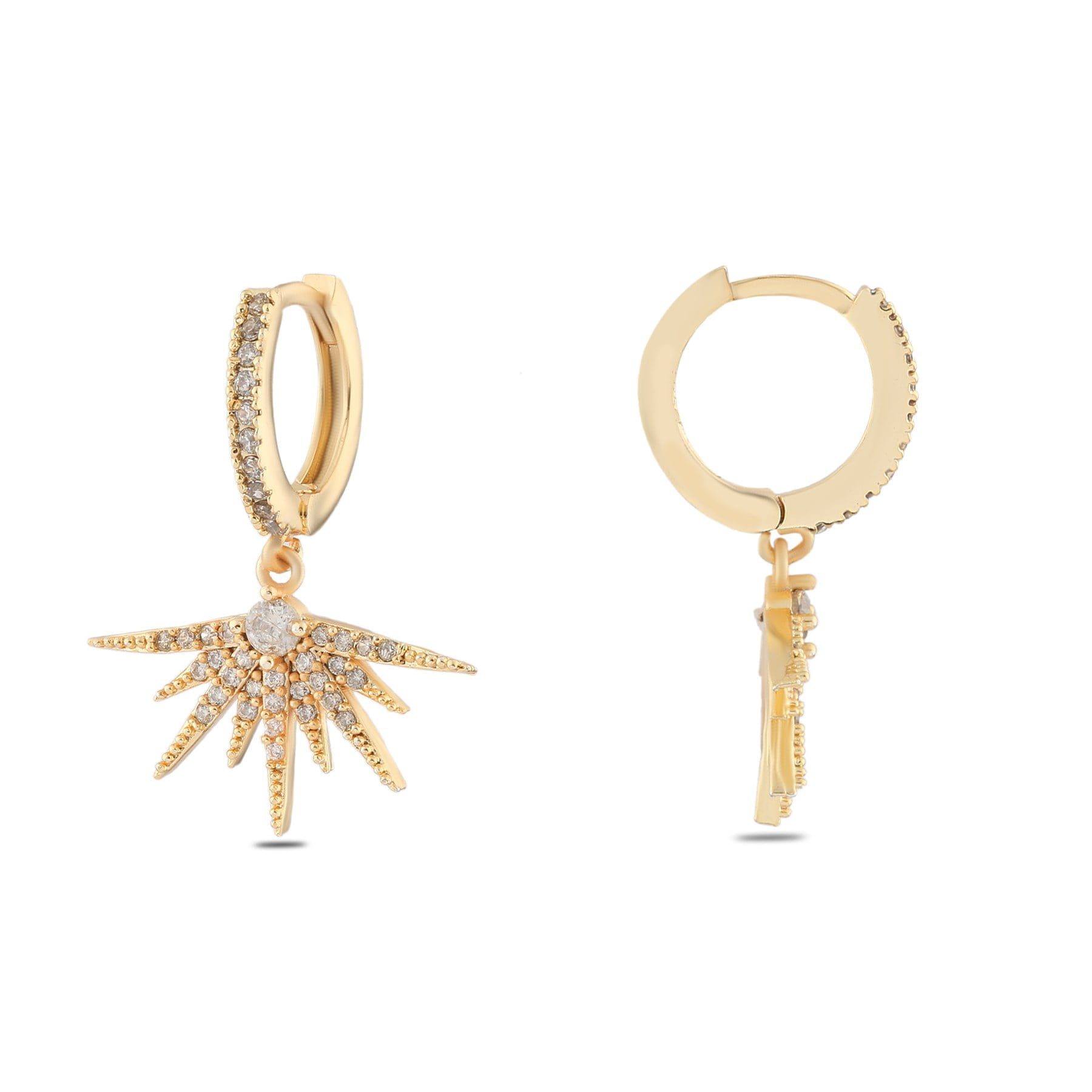 Toptan Altın Renk Mengeç Sallantılı Zirkon Küpe - 1351 4 Toptan Altın Renk Mengeç Sallantılı Zirkon Küpe - 1351 - Görsel 2