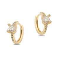 Toptan Altın Renk Zirkon Küpe - 1395