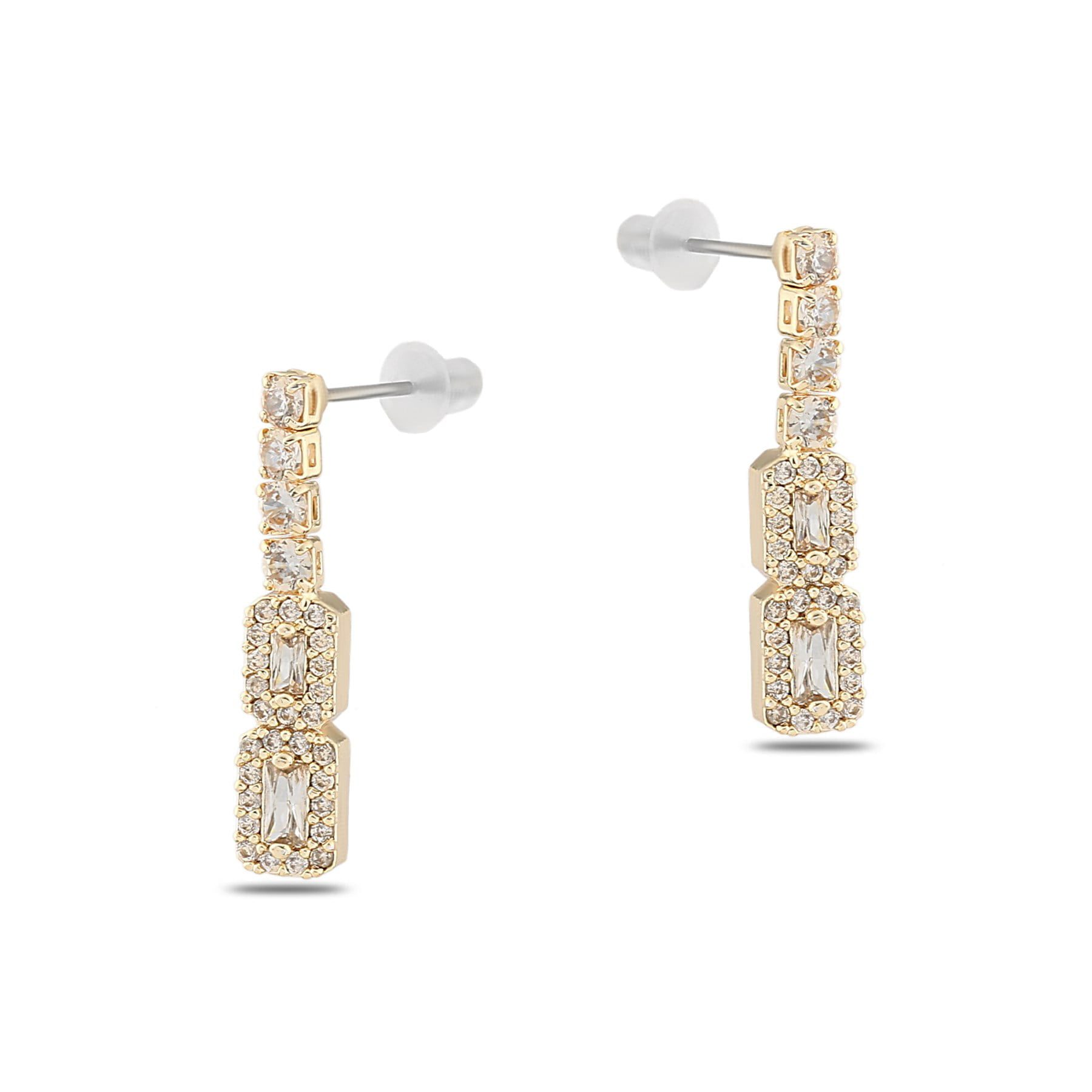 Toptan Altın Renk Şerit Sallantılı Çivili Zirkon Küpe - 1317 3 Toptan Altın Renk Şerit Sallantılı Çivili Zirkon Küpe - 1317