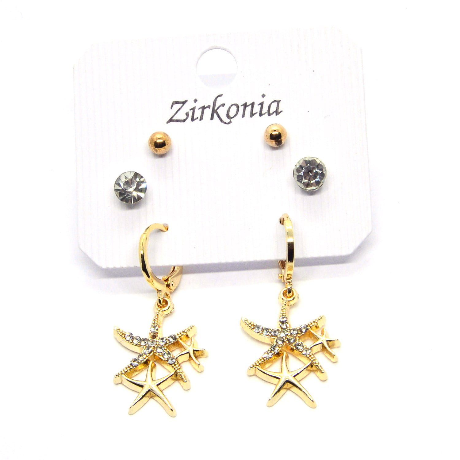 Toptan Altın Renk Büyük 3 Yıldız Zirkon Küpe - 1085 3 Toptan Altın Renk Büyük 3 Yıldız Zirkon Küpe - 1085