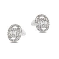 Toptan Gümüş Renk Çivi Zirkon Küpe - 1265