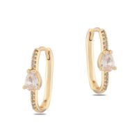 Toptan Altın Renk Zirkon Küpe - 1377