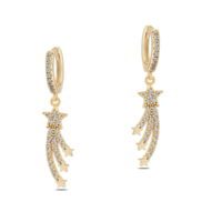 Toptan Altın Renk Mengeç Zirkon Küpe - 1268