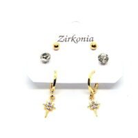 Toptan Altın Renk Kuyruklu Yıldız Zirkon Küpe - 1079