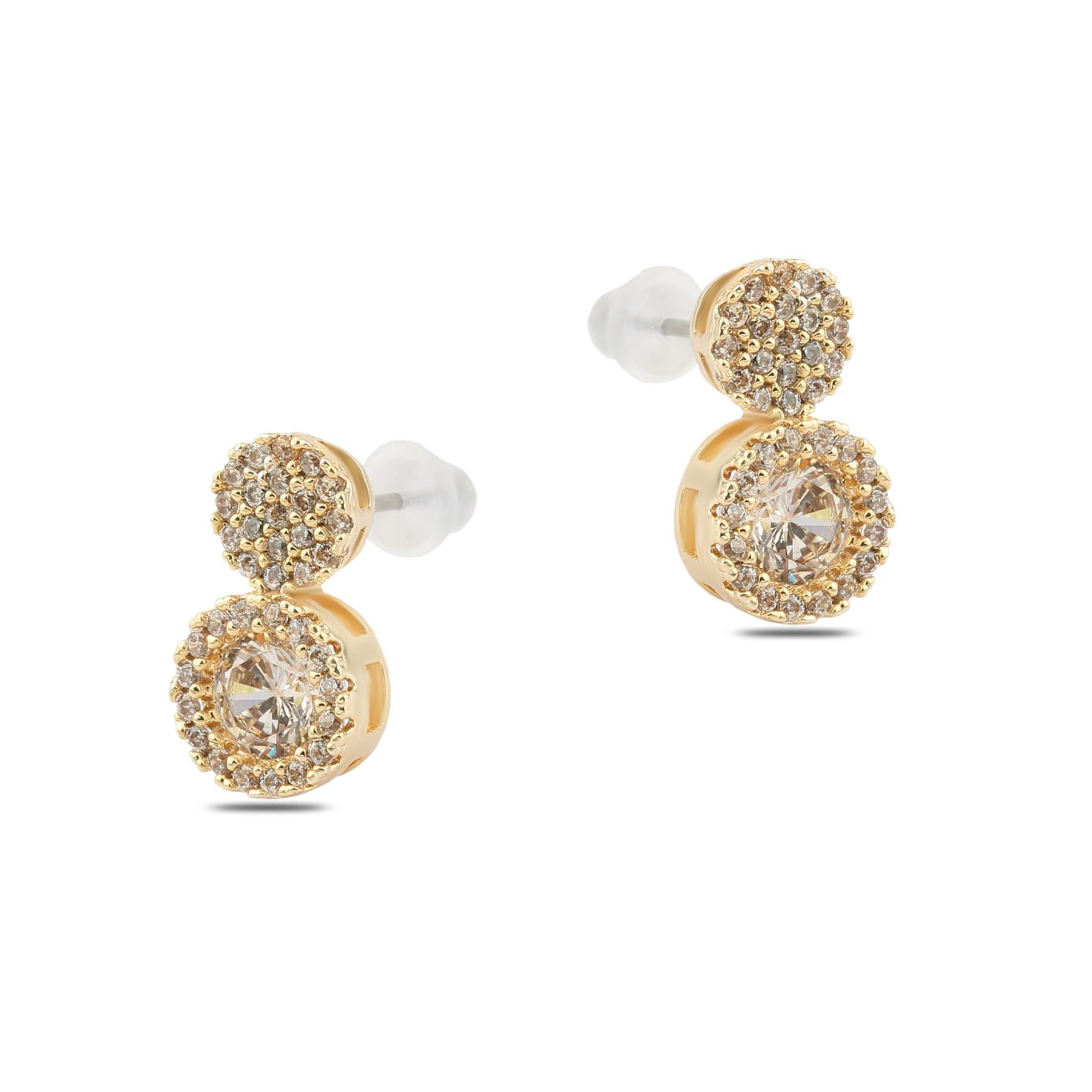 Toptan Altın Renk Zirkon Küpe - 1383 3 Toptan Altın Renk Zirkon Küpe - 1383