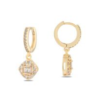 Alternative view of Toptan Altın Renk Mengeç Sallantılı Zirkon Küpe - 1359