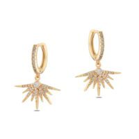 Toptan Altın Renk Mengeç Sallantılı Zirkon Küpe - 1351