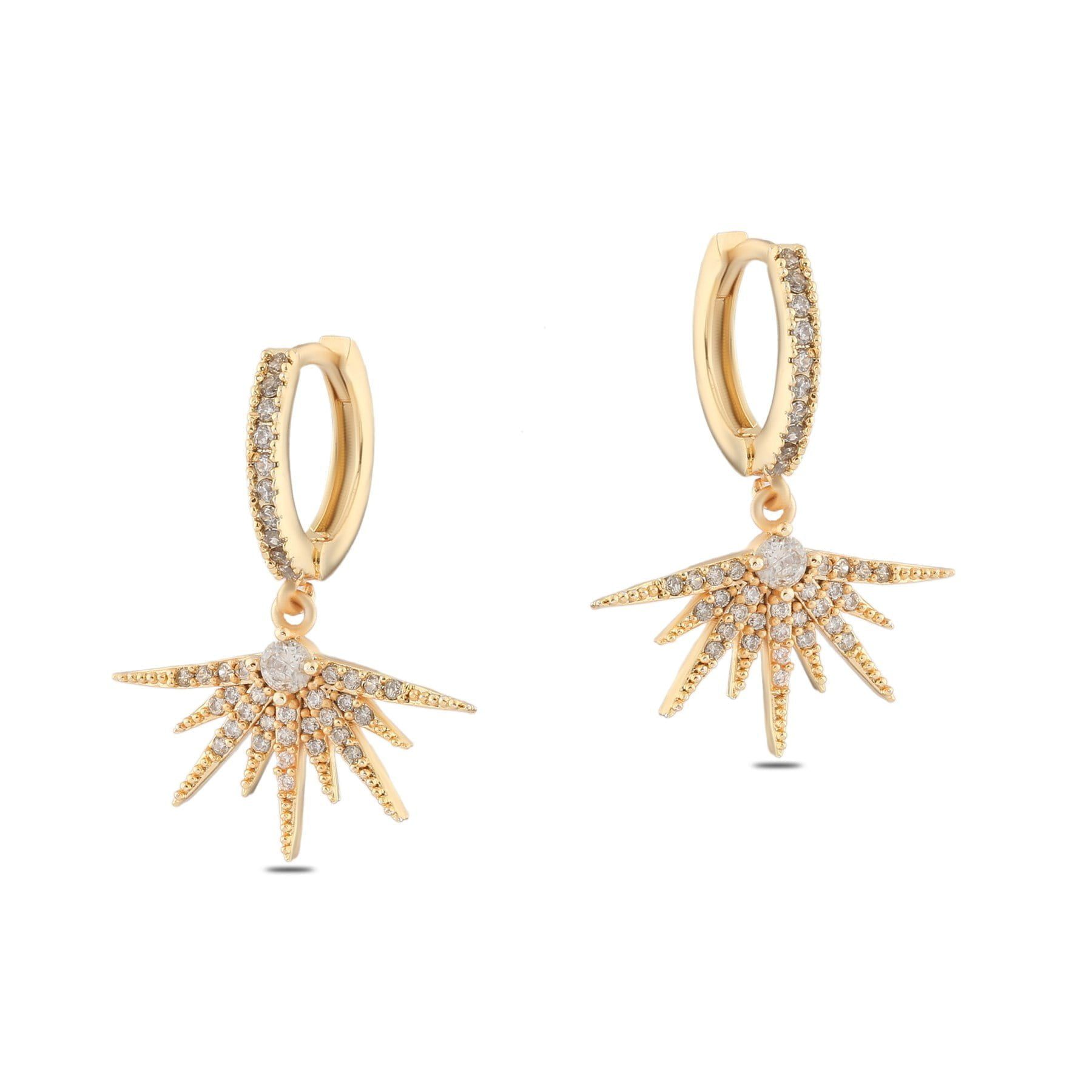 Toptan Altın Renk Mengeç Sallantılı Zirkon Küpe - 1351 3 Toptan Altın Renk Mengeç Sallantılı Zirkon Küpe - 1351