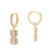 Alternative view of Toptan Altın Renk Mengeç Sallantılı Zirkon Küpe - 1341