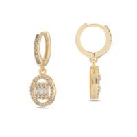 Alternative view of Toptan Altın Renk Mengeç Sallantılı Zirkon Küpe - 1331