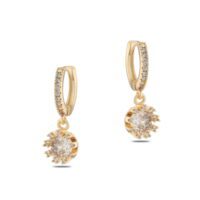 Toptan Altın Renk Mengeç Sallantılı Zirkon Küpe - 1353