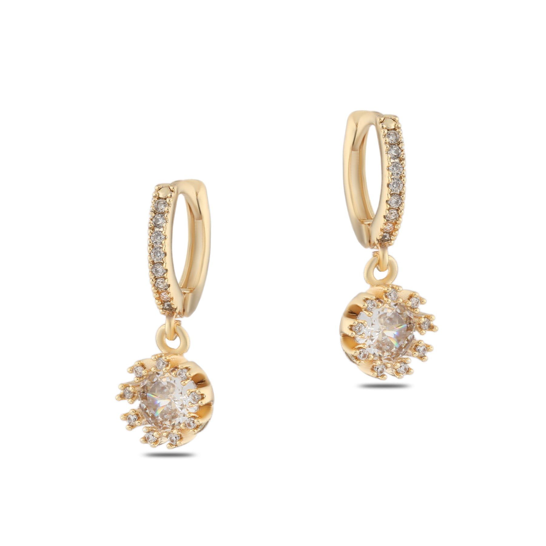 Toptan Altın Renk Mengeç Sallantılı Zirkon Küpe - 1353 3 Toptan Altın Renk Mengeç Sallantılı Zirkon Küpe - 1353