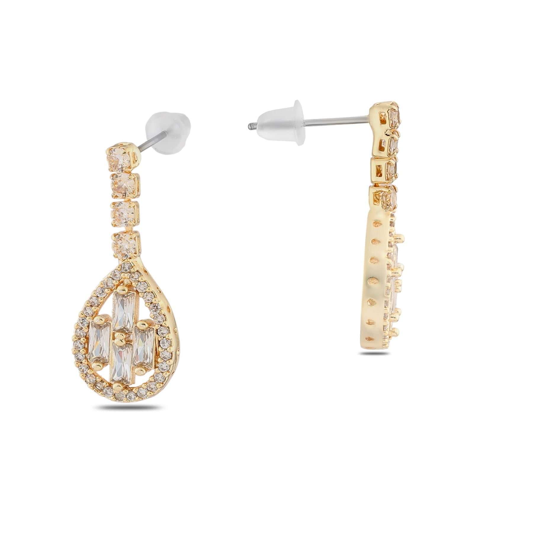 Toptan Altın Renk Şerit Sallantılı Çivili Zirkon Küpe - 1327 4 Toptan Altın Renk Şerit Sallantılı Çivili Zirkon Küpe - 1327 - Görsel 2