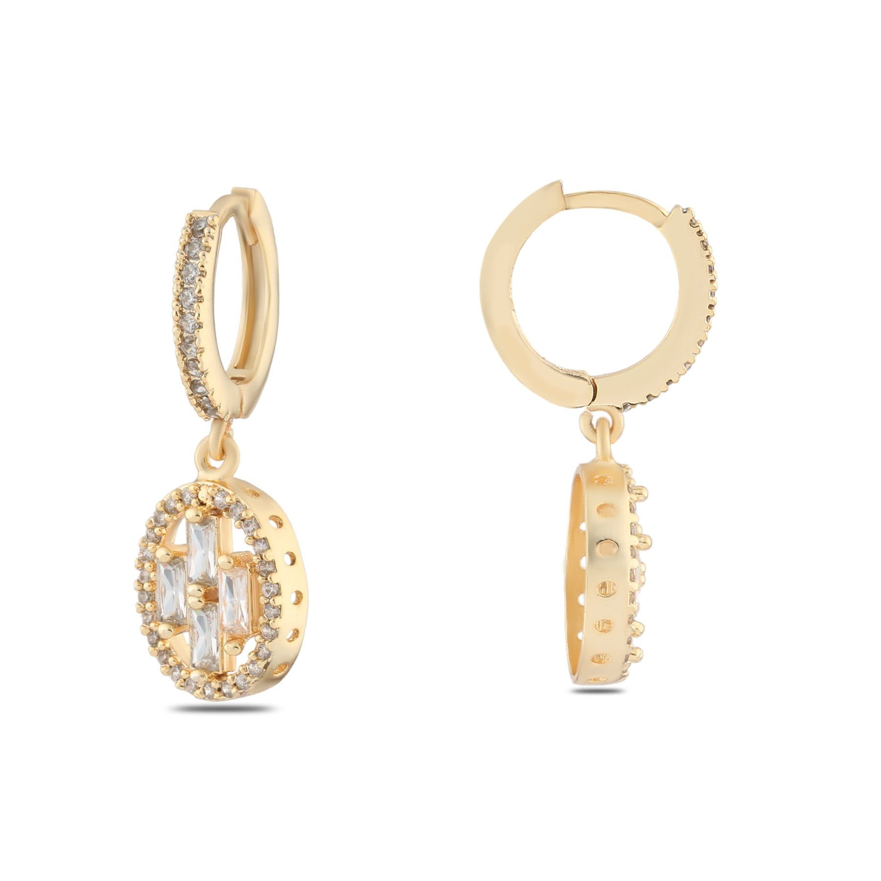 Toptan Altın Renk Mengeç Sallantılı Zirkon Küpe - 1347 4 Toptan Altın Renk Mengeç Sallantılı Zirkon Küpe - 1347 - Görsel 2