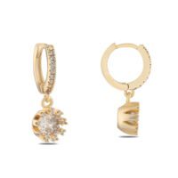 Alternative view of Toptan Altın Renk Mengeç Sallantılı Zirkon Küpe - 1353