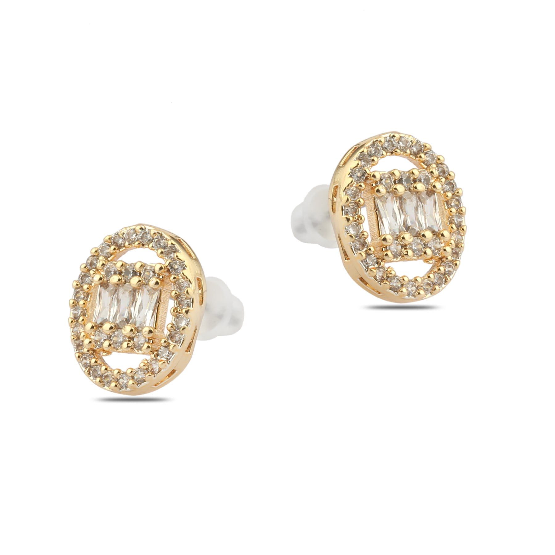 Toptan Altın Renk Çivi Zirkon Küpe - 1264 3 Toptan Altın Renk Çivi Zirkon Küpe - 1264