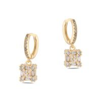 Toptan Altın Renk Mengeç Sallantılı Zirkon Küpe - 1343