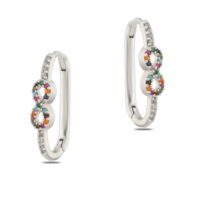 Toptan Gümüş Renk Zirkon Küpe - 1368