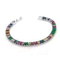 Alternative view of Toptan Gümüş  Renk Zirkon  Asorti Renk Baget Bileklik - 1407