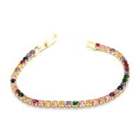 Toptan Altın Renk Zirkon  Asorti Renk Su Yolu Bileklik - 1409