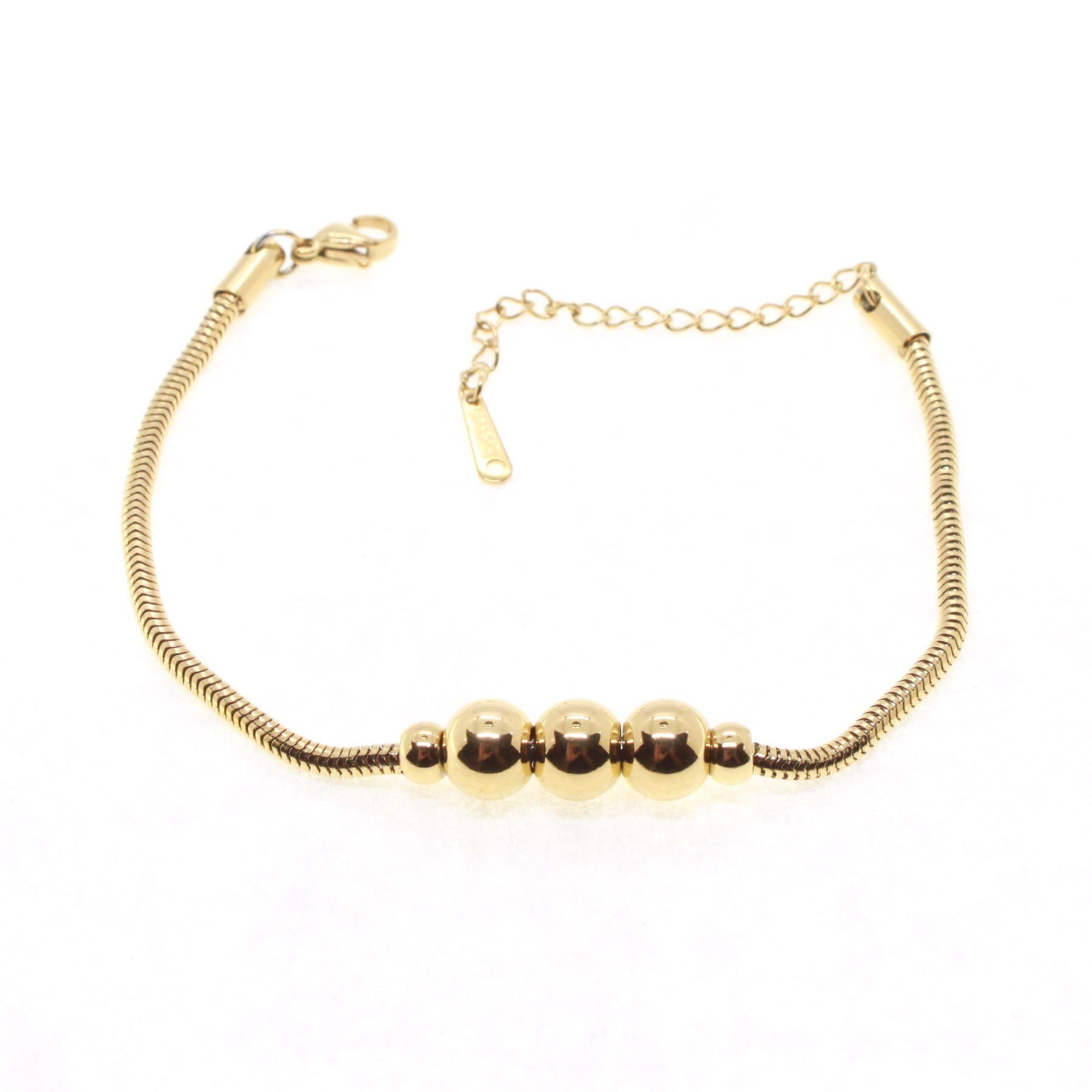 Toptan Altın Renk Beş Top Pandora Çelik Bileklik - 1618 3 Toptan Altın Renk Beş Top Pandora Çelik Bileklik - 1618