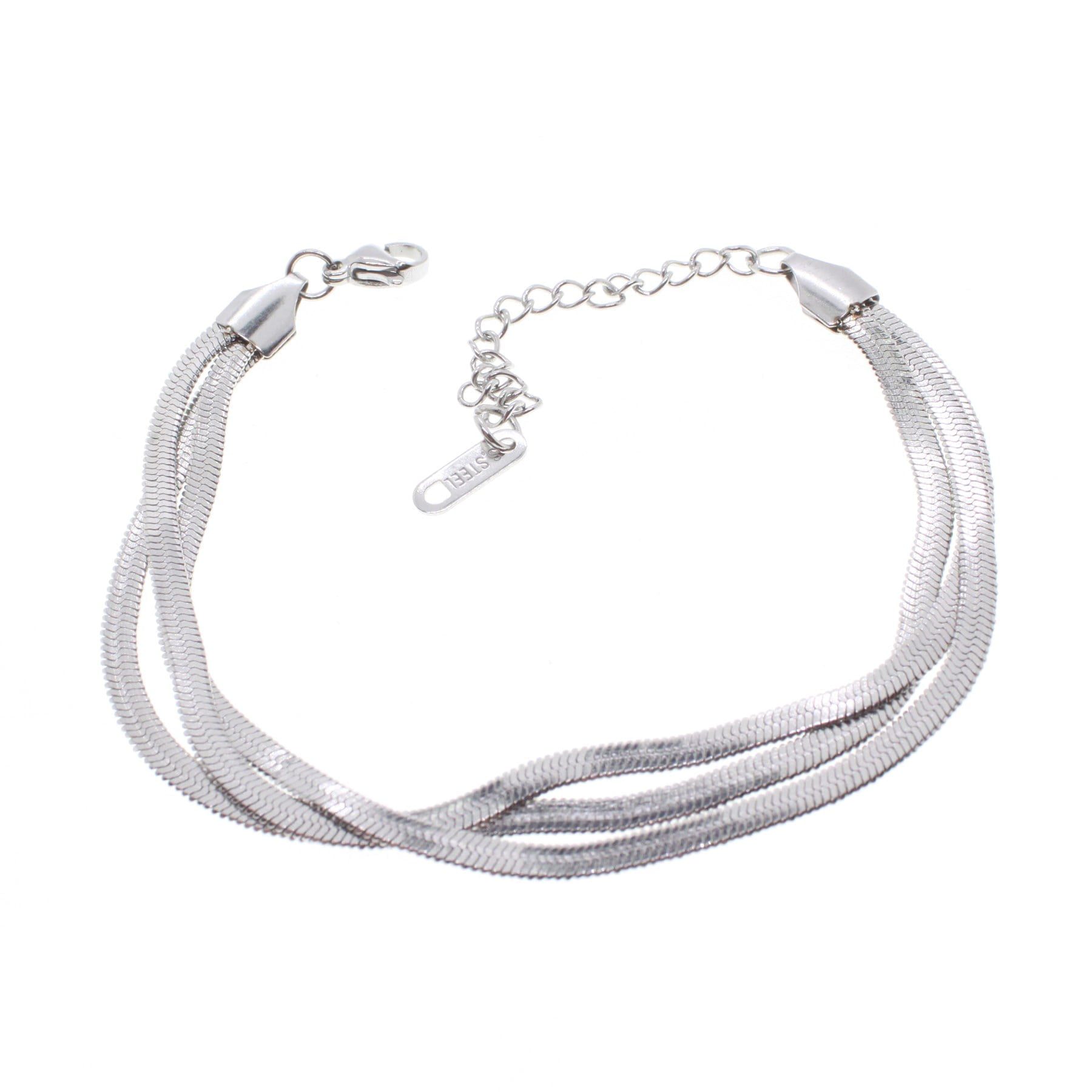 Toptan Gümüş Renk Üçlü İtalyan Zincir Unisex Model Çelik Bileklik - 1660 3 Toptan Gümüş Renk Üçlü İtalyan Zincir Unisex Model Çelik Bileklik - 1660