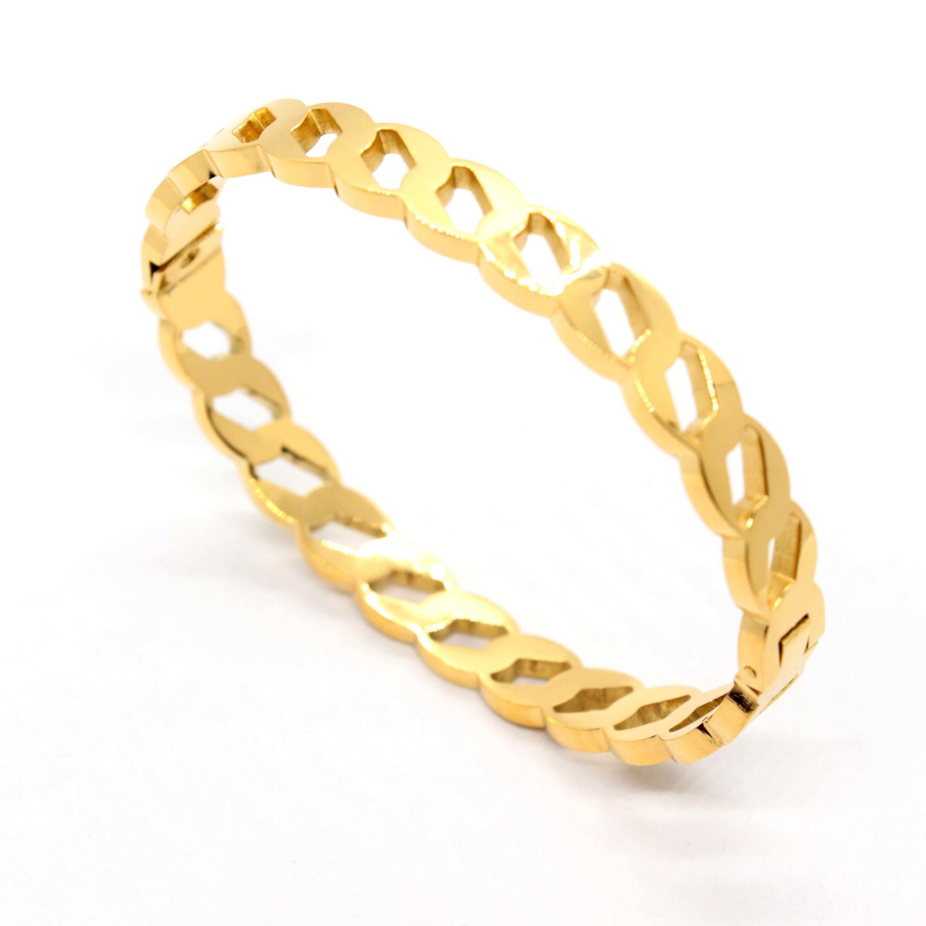 Toptan Altın Renk Unisex Çelik Kelepçe Bileklik - 1459 3 Toptan Altın Renk Unisex  Çelik Kelepçe Bileklik - 1459