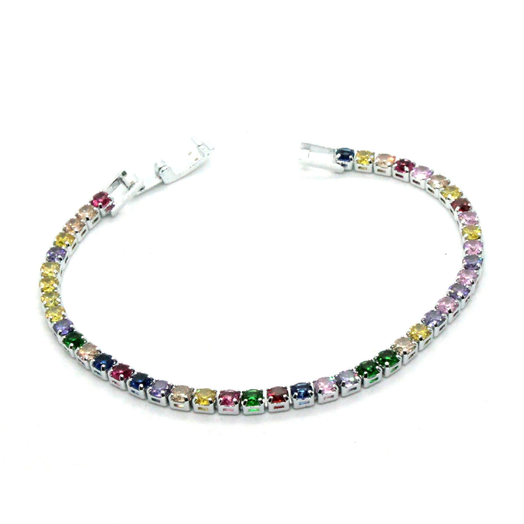 Toptan Gümüş Renk Zirkon Asorti Renk Su Yolu Bileklik - 1410 3 Toptan Gümüş Renk Zirkon Asorti Renk Su Yolu Bileklik - 1410