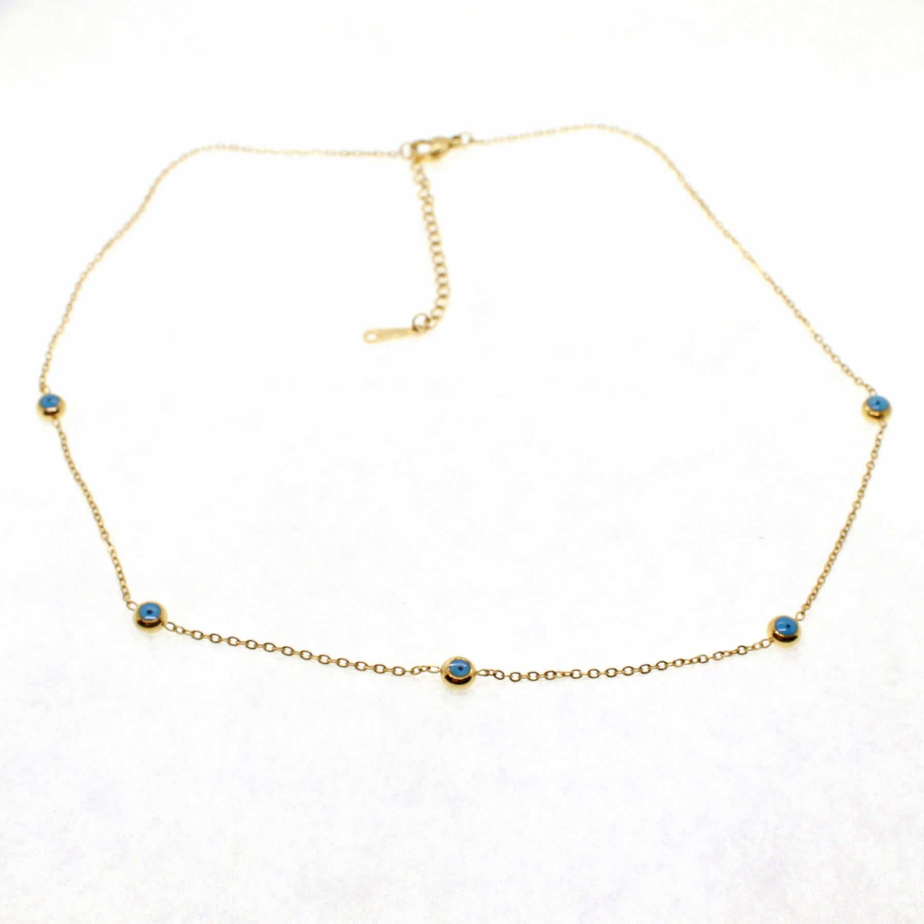 Toptan Altın Renk Sf 5 Göz Nazar Model Çelik Kolye - 1675 3 Toptan Altın Renk Sf 5 Göz Nazar Model Çelik Kolye - 1675